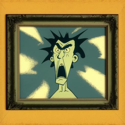 surrealist historic frame from a 1920s cartoon for a angry face --v 4