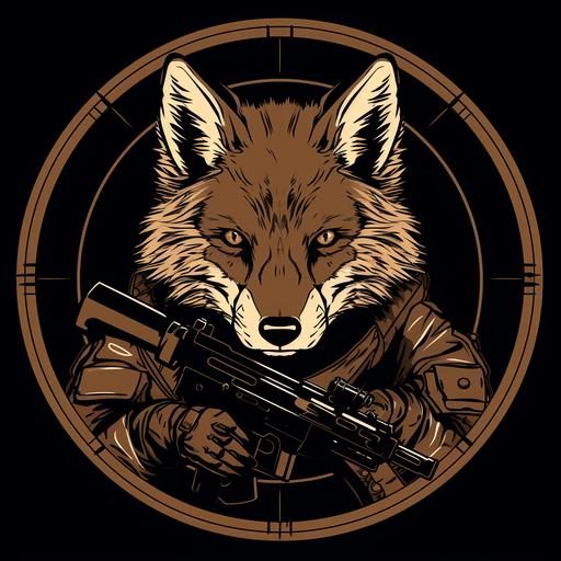 svg logo, coyote in tactical scope crosshair, all black outline no text