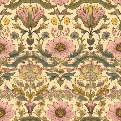 swedish heritage wallpaper, yellow and pink floral wallpaper, pattern --tile --v 5 --q 2 --s 250