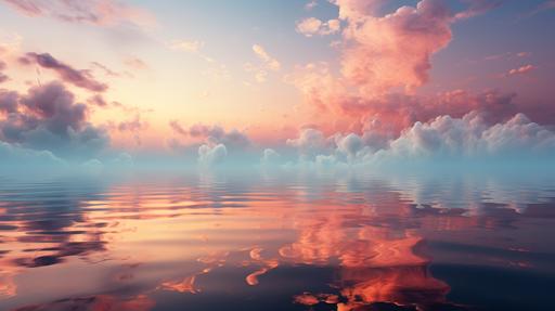 symphonic cirrus clouds symphony luminous open-sea light-filled pastel-colour sunset silky smooth misty soft-tone open-sea photography minimalist --ar 16:9 --no darkness --s 1000
