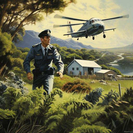 tasmanian north west coast, flying policeman, detailes illustration