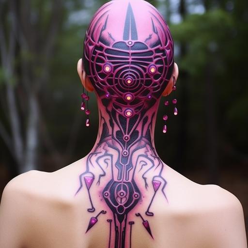 tattoo projects, symbols, neotribal, alien, pink, v-- 6