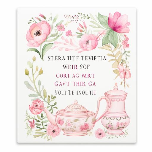 tea party water color invite pink