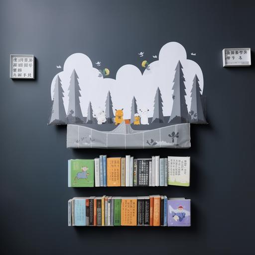 one storybook for kids got stick on a black wall with 2 white thick tapes