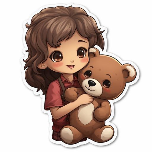 teddy bear holding teddy bear, chibi cute, 4k sticker