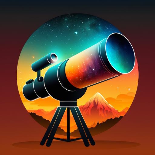 telescope, app logo, cartoon art