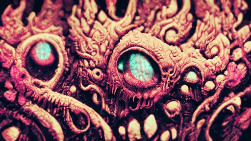 temple of elder gods, horrorcore, 8k matte, datamosh ,glitch, cosmic horror, ultra detailed, fine detail, realistic texture, giger::3.33 | spiked korean bloodmoon sigil stars draincore, gothic demon hellfire hexed witchcore aesthetic, dark vhs gothic hearts, neon glyphs spiked with red maroon glitter breakcore Y2K horrorcore metal album cover::3  --wallpaper