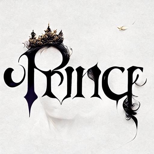 text: PRINCE in stylish modern font, gothic, mystic , cool font, fantasy , --ar 1:1