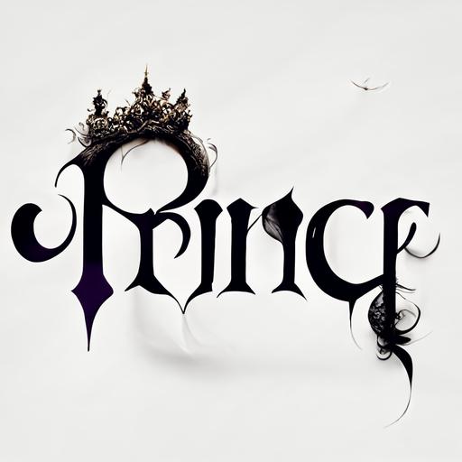 text: PRINCE in stylish modern font, gothic, mystic , cool font, fantasy , --ar 1:1