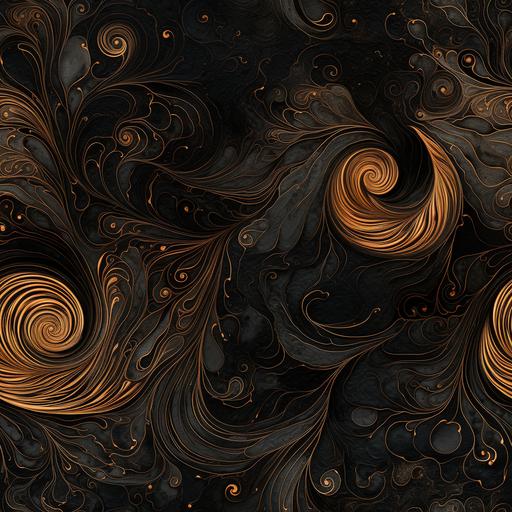 textured dreamscape, black and copper swirls --tile