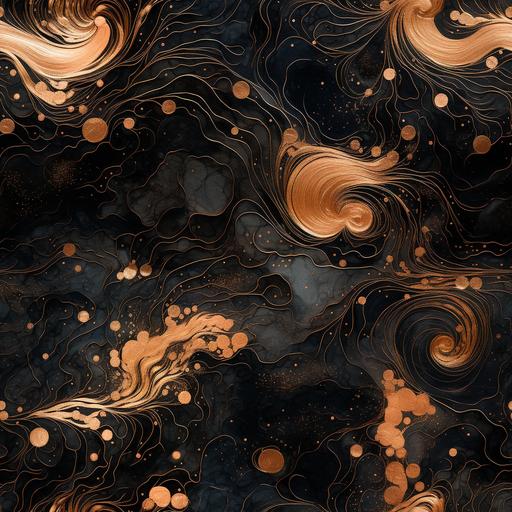 textured dreamscape, black and copper swirls --tile