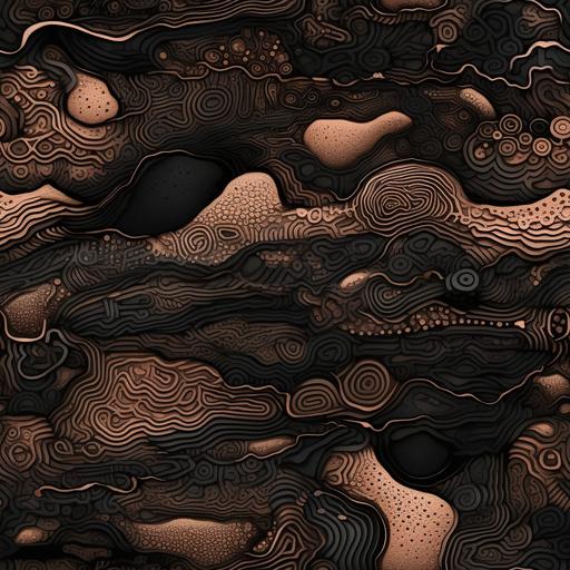 textured dreamscape, organic, black and copper --tile