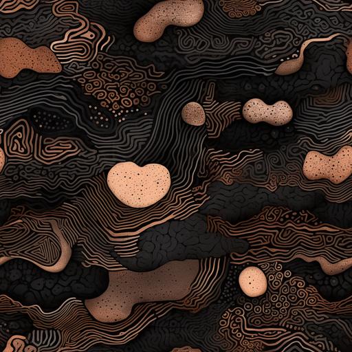 textured dreamscape, organic, black and copper --tile