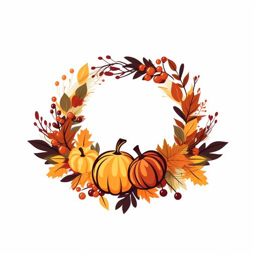 thanksgiving wreath logo, simple, vector, no background