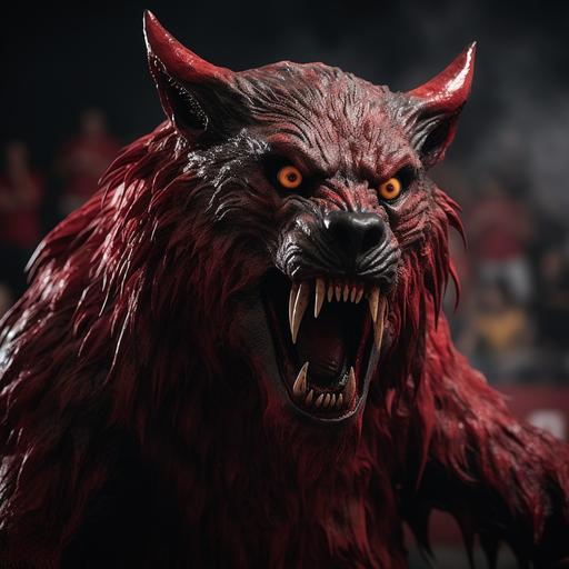 the Kansas City chiefs wolf mascot as a horror movie creature