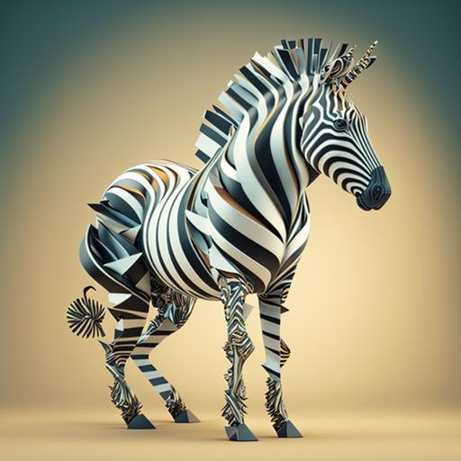 the abstract concept of decision-making as a zebra character, 3d character, character-art, character concept, stylized --v 4
