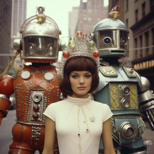 the all mecha-girl anthropodroid femme quad zoey and the zoetropers, polorid photo, new york, 1967