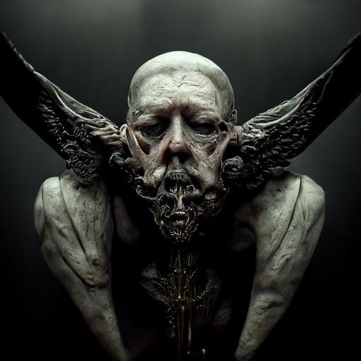 the angel Gabriel surrounds a demon from hell, sci fi, witchcraft, horror, grotesque, demonic sygills, sacred geometry, moody, majestic, mystical, zbrush art, extreme details, 8k resolution, unbiased render, 35 mm, aesthetic, cinematic, as trending on artstation, Dom qwek, Emil melmoth, symmetrical, surreal --test