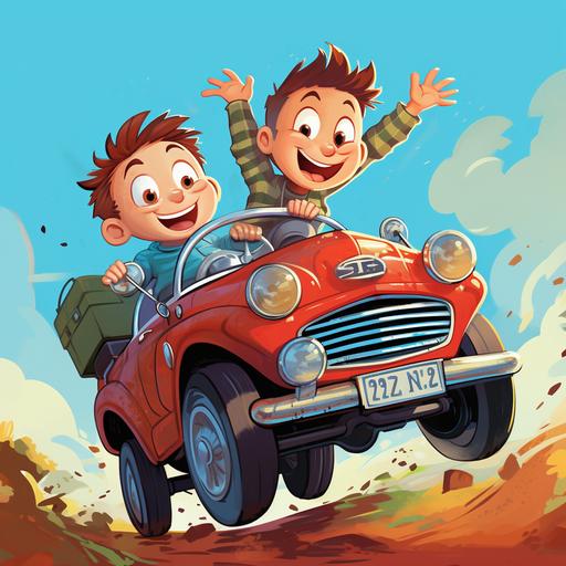 the big number 2 and under is a car, cartoon style for boys