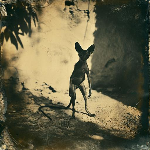 the earliest ferrotype photography of mythical cryptids like the chupacabra --v 6.0