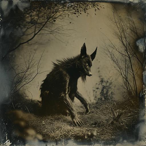 the earliest ferrotype photography of mythical cryptids like the chupacabra --v 6.0