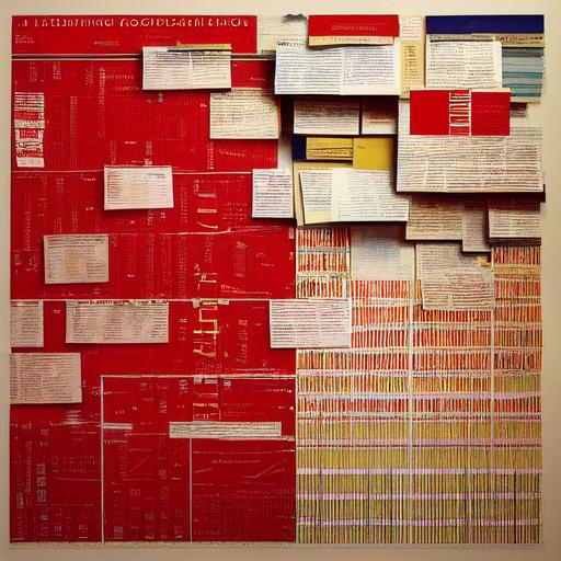 the electoral college posted out on a wall as an enormous collage with red threads, strings, post it notes, 3x5 cards, mystery wall collage --test --creative