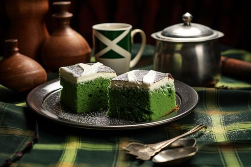 the flag of Nigeria as a delicious green tea matcha sponge, cookery show style, photorealistic, --ar 3:2