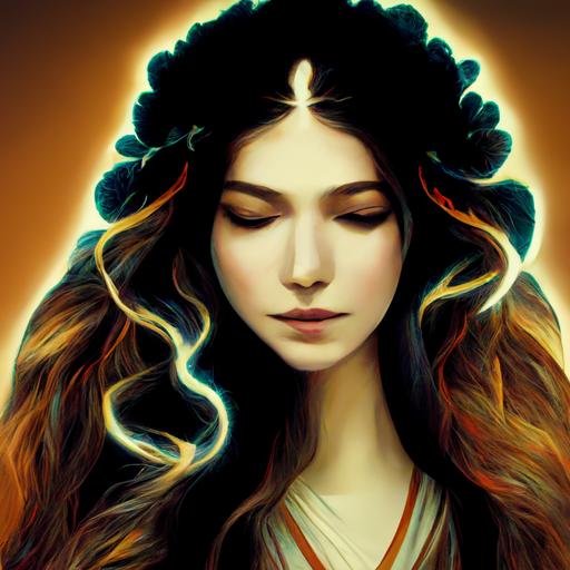 the goddess demeter, full of power, long hair, wall decor, witchy art, greek, wall art, altar art