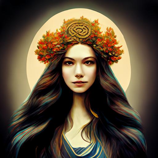 the goddess demeter, full of power, long hair, wall decor, witchy art, greek, wall art, altar art