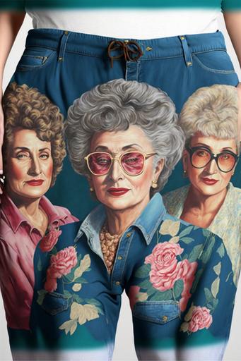 the golden girls modeling the most fashionable 1980's acid wash mom jeans --ar 2:3 --s 350 --no hands, text, words, border, frame --v 4