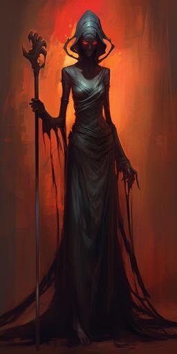 the lord of the lich girl carrying a whip, in the style of uncanny valley realism, dark black and red, frayed, stylish costume ergonomic design, lois van baarle, henry ossawa tanne --ar 1:2 --ar 3:2
