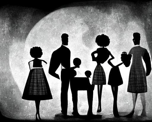 the mancer family a black and white tv show from the 50's  --ar 4:3