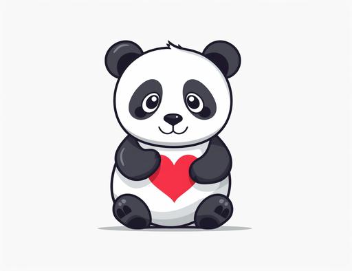 the panda bear is holding a heart, in the style of black-and-white graphic, animated gifs --ar 75:58