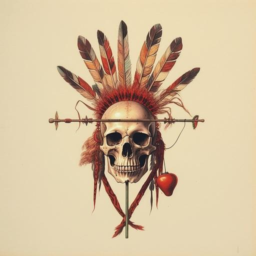 the skull pierces by an indian arrow --s 750