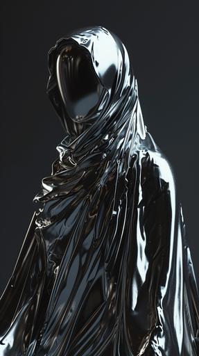 the void draped in liquid chrome --ar 9:16 --v 6.0