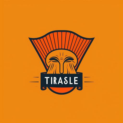 theatre logo design with theatre curtain, very simple style, modern look, color is orange, linear design, striking, rectangular, not use face, only linear design, basic linear design, simple linear design --s 250