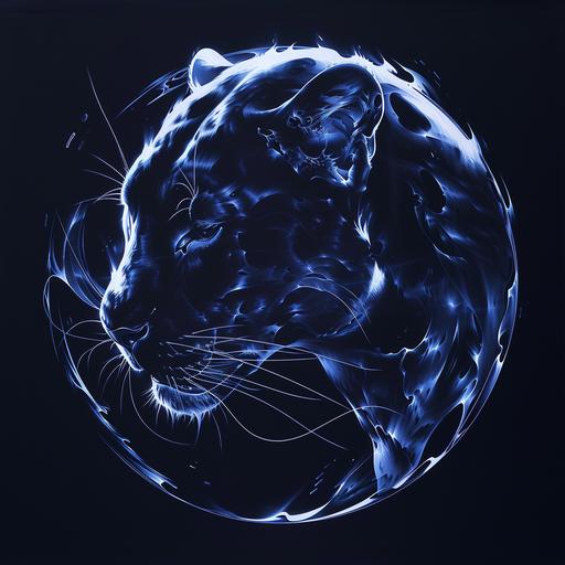 (theoretical causal) luminogram black panther logo art by ChrisWaikikiAI --v 6.0