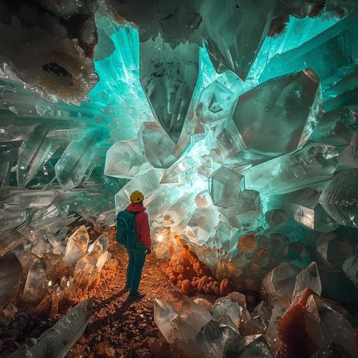 there is light at the end of the tunnel. You must be persistent Giant crystal cave africa inspired bioluminescantly --v 6.0