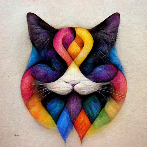 rainbow-coloured kitty cats arranged in a figure-8 infinity symbol