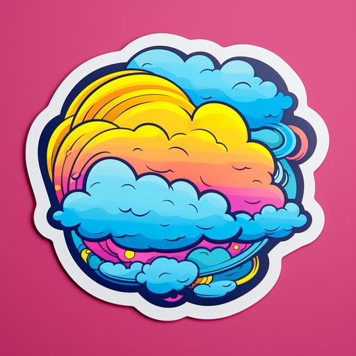 thought bubble sticker, cartoon style, vibrant colors