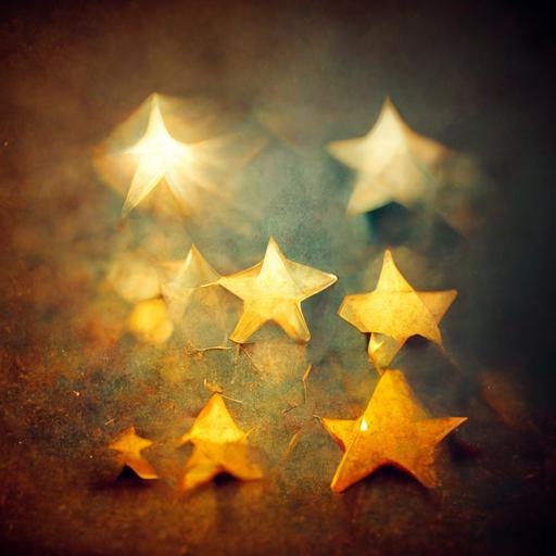 three and a half stars, shining, glowing, dramatic light, texture,