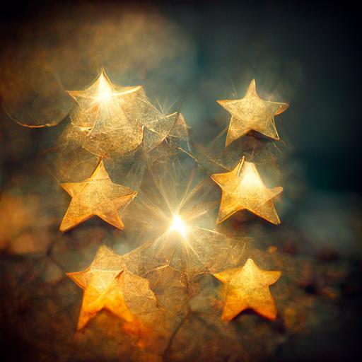 three and a half stars, shining, glowing, dramatic light, texture,