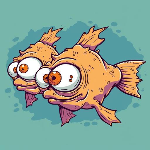 three eyes, three eyed fish, cartoon --v 6.0 --style raw