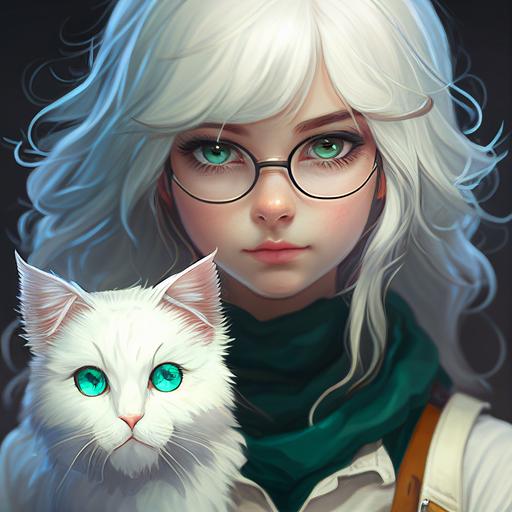 tierna gatita blanca escritora, estilo anime