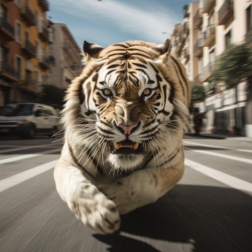 tiger sound speeding through Barcelona to cat street