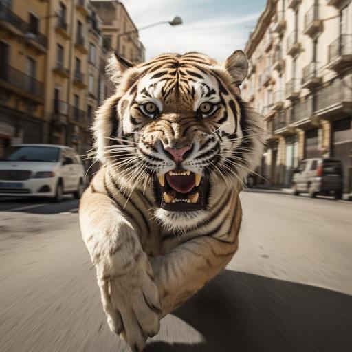 tiger sound speeding through Barcelona to cat street
