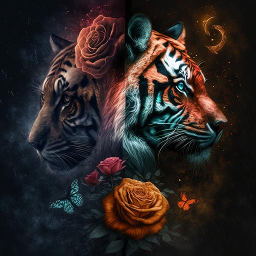 /tiger, wolf , rose , infinity