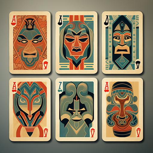 tiki art deco style playing cards with numbers