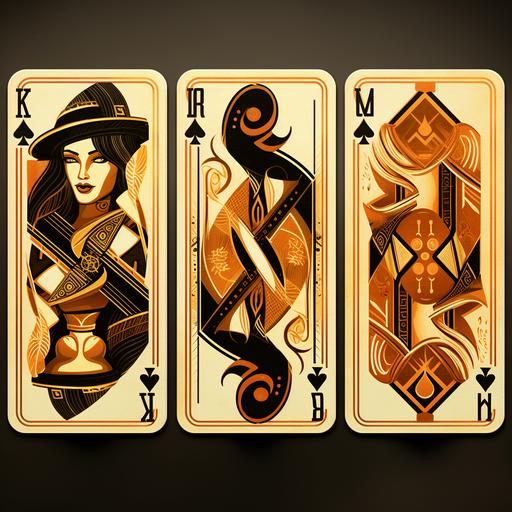 tiki art deco style playing cards with numbers gangster style