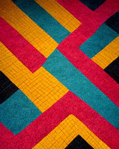 tiling 90s arcade carpet pattern, black, neon and colorful, geometric, memphis design --ar 4:5